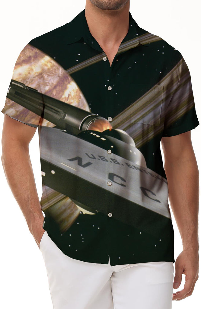 Space Odyssey Spaceship Shirt Men's Summer Shirt Beach Shirt Pocket Collar Thin Fashion Casual Lightweight Soft Short Sleeve Comfortable