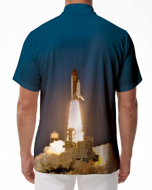 
Launch Rocket Center Space Shuttle Men's Casual Short Sleeve Hawaiian Button Tropical Four Seasons Fashionable Suitable Breathable
                