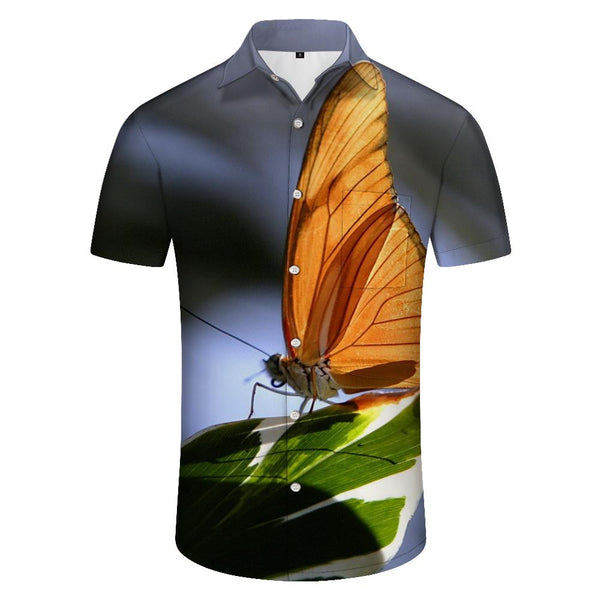 
Sunshine Tree Butterfly Casual Men's Short Sleeve Hawaiian Shirt Summer Vacation Shirt Butterfly Oil Painting
                