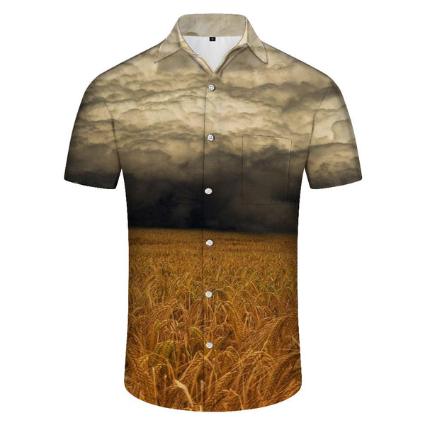 
Wheat field 3d print pattern Hawaiian fashion trend short sleeve shirt men's casual short sleeve shirt natural environment
                