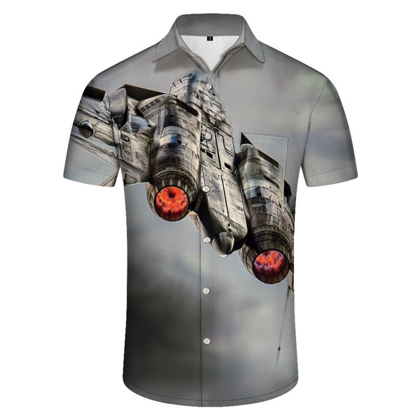 
Spaceship Mens Hawaiian Shirt Casual Short Sleeve Shirt Summer Hawaiian Button Fashion Lapel Button
                