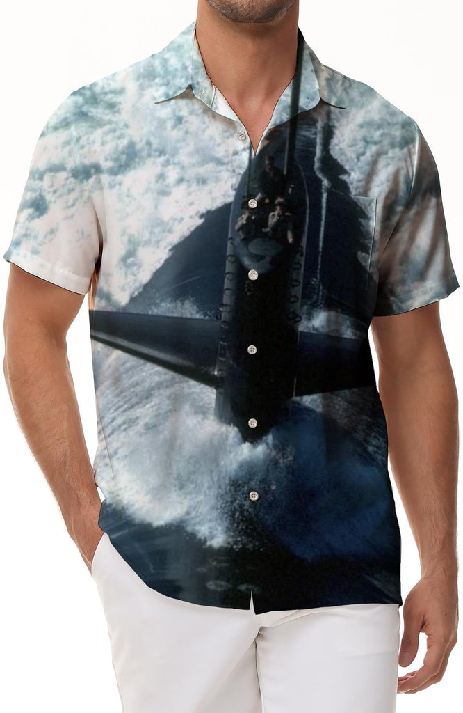 Big plane of the waves Men's Hawaiian shirt Casual button-down lapel top Summer short-sleeved shirt fashion