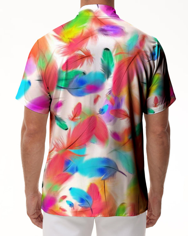
Fashion Colorful Animal Feather Print Short Sleeve Shirt Casual Hawaiian Tropical Men's Summer Seaside Beach Digital Printing Printed Tops
                
