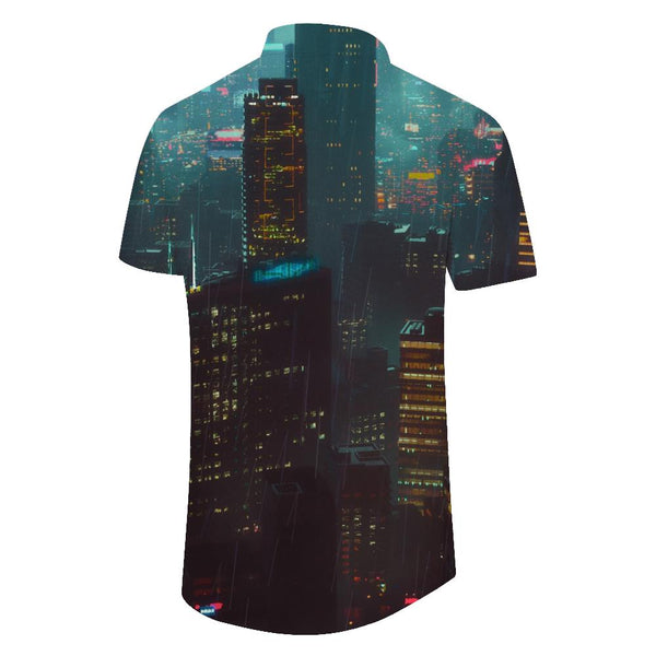 
Bustling City Chic Hawaiian Shirt Mens Short Sleeve Front Pocket Button Graphic Print Casual Beach
                