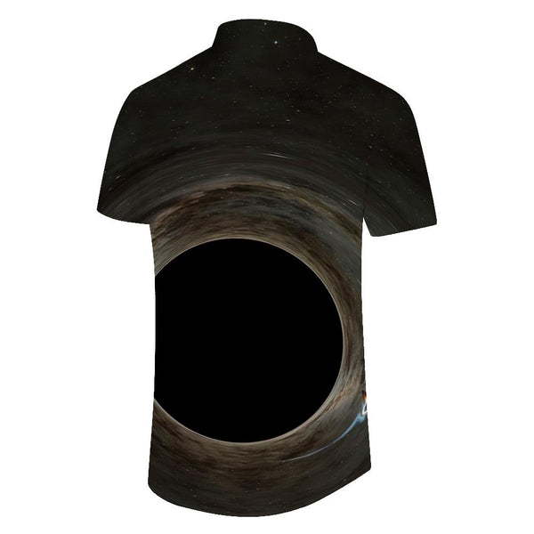 
Crossing the outer space black hole men's casual button-down pocket Hawaiian tropical four seasons short-sleeved shirt beach clothing
                