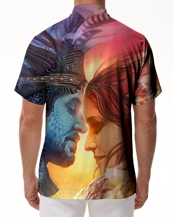 
King and Queen Mens Hawaiian Shirt Mens Casual Summer Beach Casual Short Sleeve Button Shirt
                