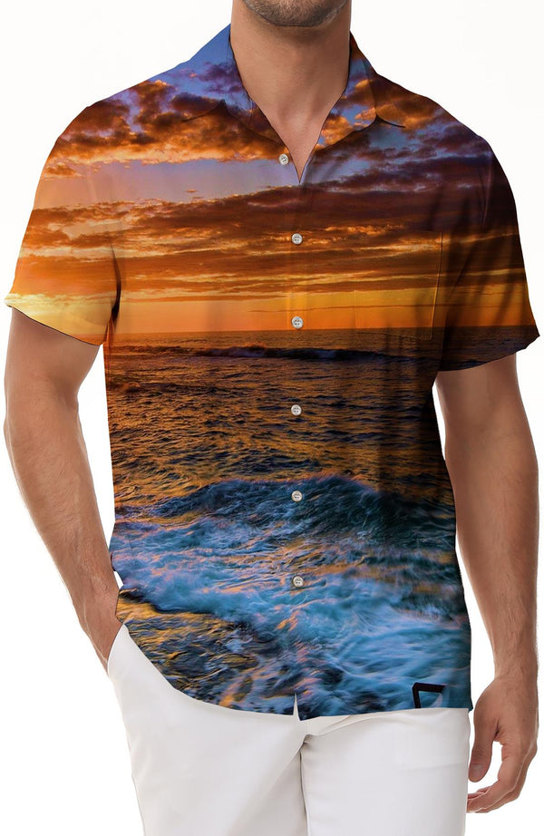 Summer clothing mens vintage beach wear mens casual button down hawaiian shirt trendy tropical