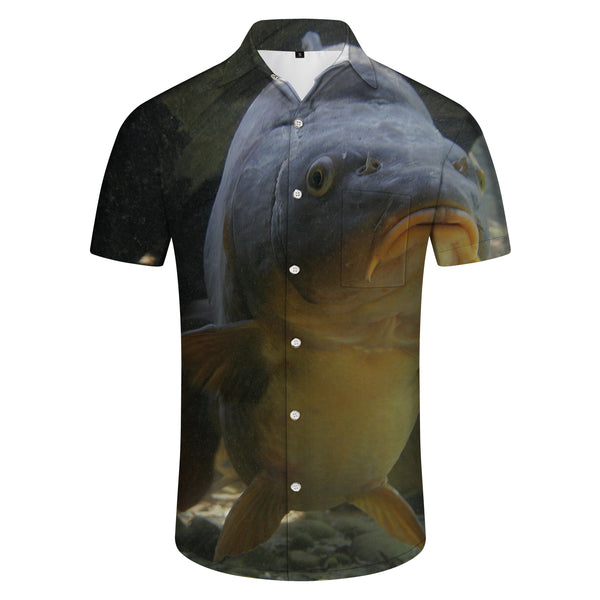
Fishing Carp Gold Green Men's Hawaiian Shirt Short Sleeve Loose Beach Shirt
                