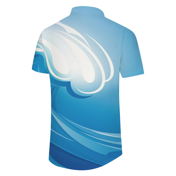 
Light Blue Everyday Men's Tops Fashion Button Lapel Hawaiian Beach Shirt Short Sleeves
                