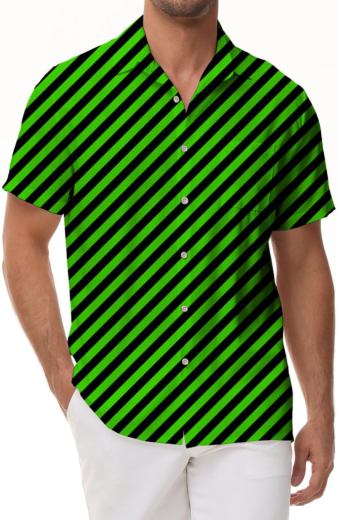 Green black plaid shirt short sleeve casual men's fashion men's casual draw digital printing button up collar cuffs short sleeve shirt men's