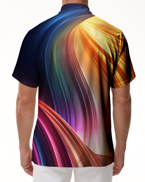 
Rainbow Gorgeous Outdoor Loose Menswear Tropical Hawaiian Button Shirt Short Sleeve Beachwear 3d Abstract Geometric Print Pattern
                