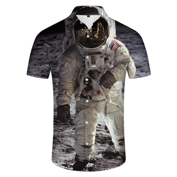 
Hawaiian button down lapel shirt short sleeves American astronaut cool men's casual button down lapel short sleeves beach personalized
                