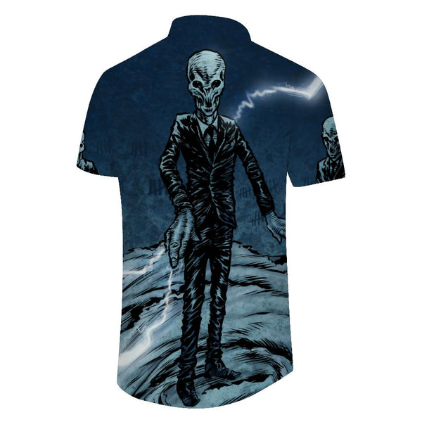 
Funny alien print pattern Hawaiian cool retro style men's casual loose short sleeve shirt
                