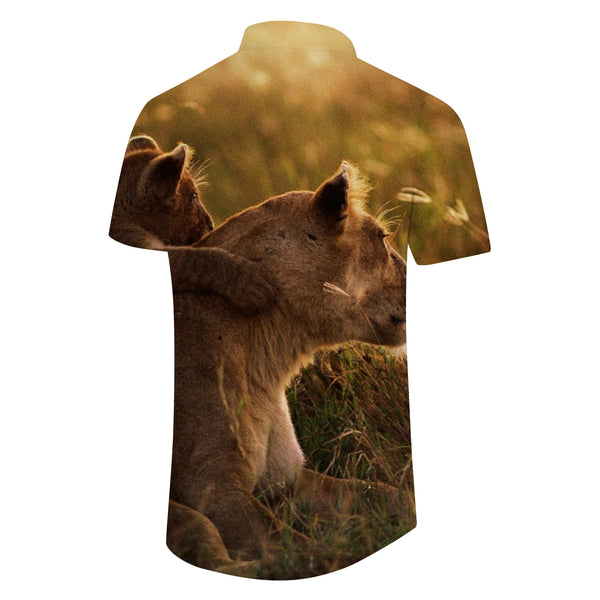 
Natural Environment Animals Short Sleeve Men's Shirt Casual Button Shirt Translation Summer Tops With Pockets
                