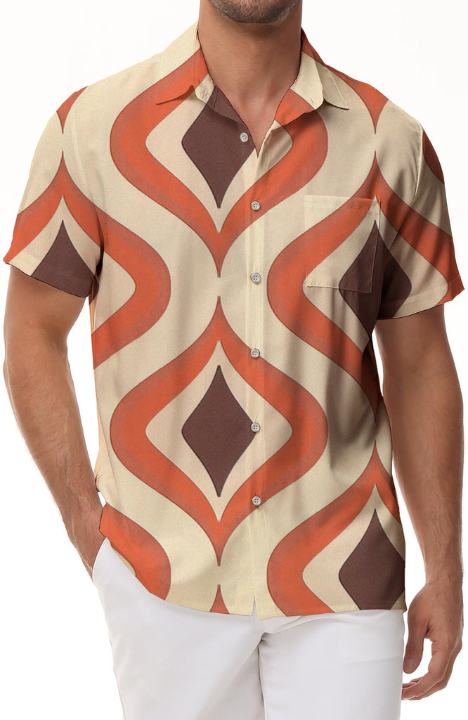 Mens Hawaiian Shirts 70s Vintage - Mens Casual Beach Summer Short Sleeve Button Down Shirt