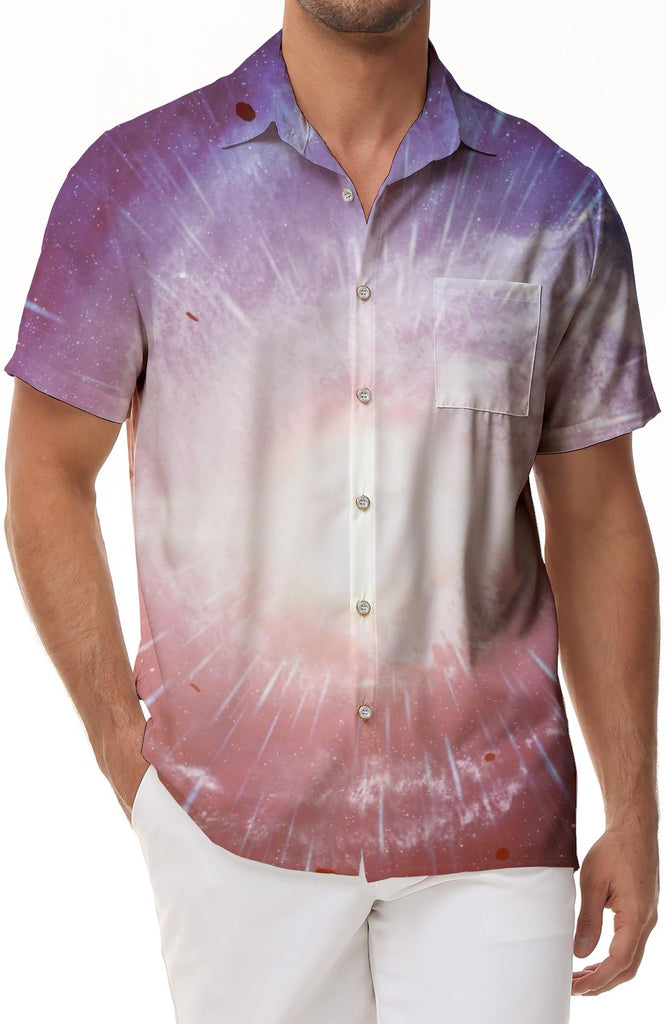 3D printed Hawaiian shirt colorful meteor shower men's daily vacation beach party short-sleeved shirt colorful