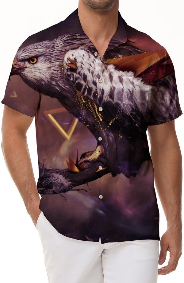 Night Sky King Animal Hawaiian Short Sleeve Shirt Button Lapel Pocket Tropical Four Seasons Digital Printing Men's Casual Short Sleeve Shirt Loose