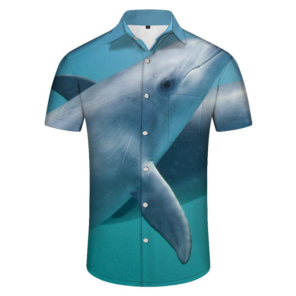 
3d deep sea dolphin men's casual style button short sleeve shirt tropical four seasons button lapel pocket Hawaiian shirt fashion shirt short sleeve
                