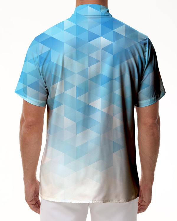
Blue geometric men's casual loose tropical Hawaii four seasons fashion fun vacation beach seaside tops
                
