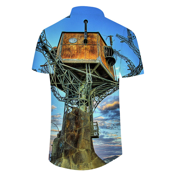
Ancient style Thousand Layer Tower digital printing men's casual short-sleeved shirt fashionable Hawaiian shirt summer beach wear
                