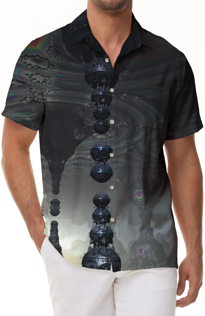 Game modeling scenery Hawaii button pocket tropical four seasons men's casual lightweight short sleeve comfortable breathable