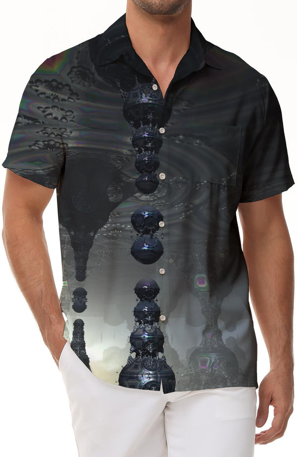 Game modeling scenery Hawaii button pocket tropical four seasons men's casual lightweight short sleeve comfortable breathable