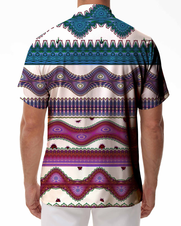 
Hawaiian men's ethnic style colorful printed short-sleeved shirt casual style
                