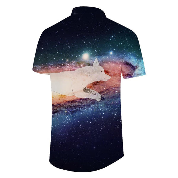 
Outer Space Galaxy White Fox Men's Casual Shirt Hawaiian Shirt Short Sleeve Button Shirt Tops Suitable for Beach Vacation Leisure
                