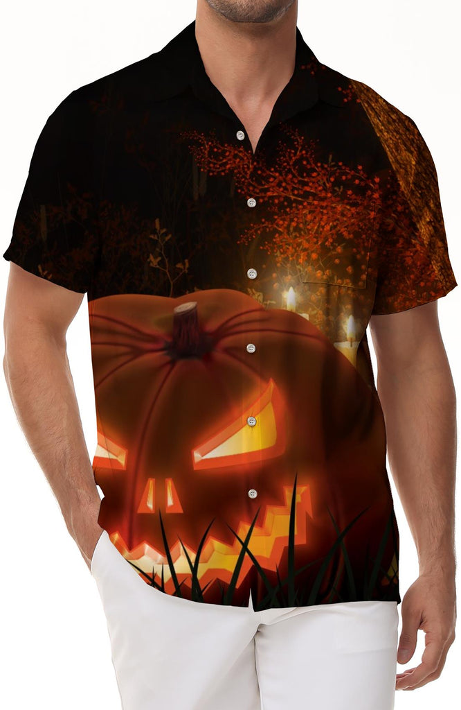 Jack-o'-lantern ghost halloween men's casual short sleeve shirt 3d print pattern hawaiian shirt party street festival shirt clothing