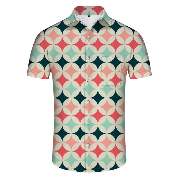 
Geometric 3d print short sleeve pattern men's casual loose tropical Hawaiian button down lapel shirt casual fashion men's summer loose shirt
                