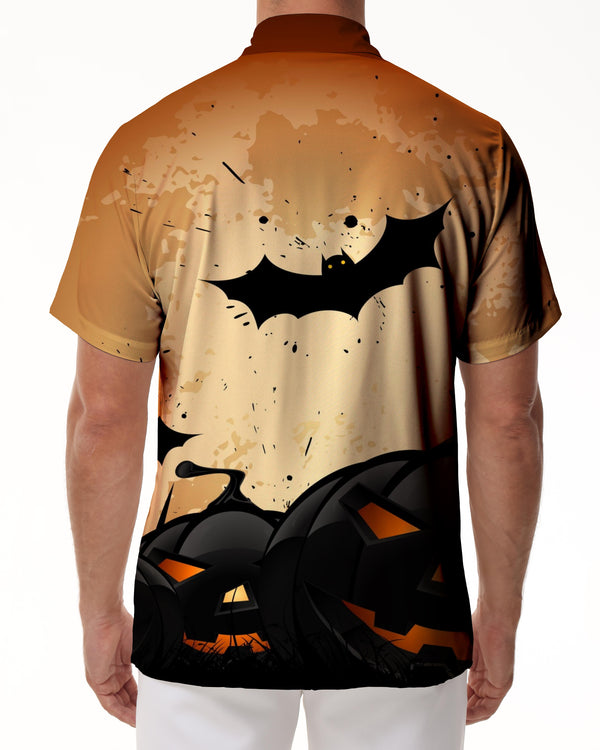 
Bat Pumpkin Head Halloween Novelty Fashion Pumpkin Print Casual Short Sleeve Men's Button Shirt Hawaiian Festival
                