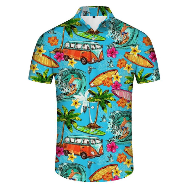 
Hawaiian Surfer On Wavy Print Men'S Hawaiian Shirts Casual Floral Button Down, Short Sleeve Beach Tropical Shirt
                