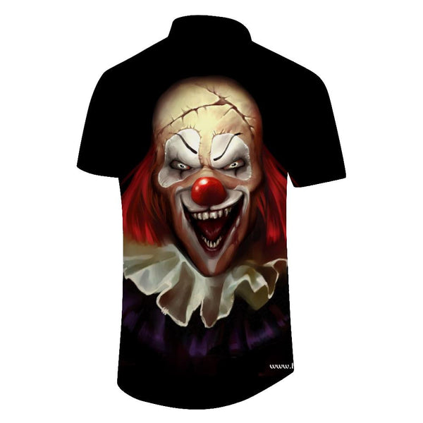 
Scary Clown Face Casual Black Short Sleeve Shirt Rap Men Outdoor Fishing Hawaiian Tropical Short Sleeve Shirt Four Seasons
                