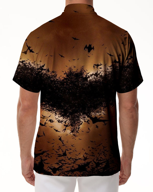 
Night bats animals tropical summer Hawaii tropical style daily vacation seaside beach short-sleeved shirt clothing
                
