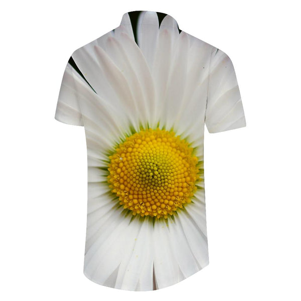 
Four Seasons Seaside Vacation Daisy White Shirt Men's Flower Floral Print Casual Shirt Summer Short Sleeve Design Shirt
                