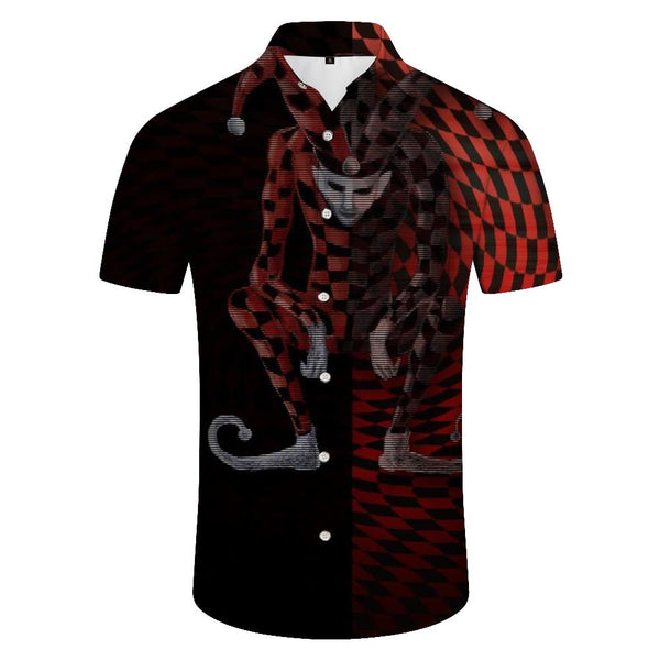 
Playing Card Joker Digital Print Hawaiian Style Summer Style Button Pocket Casual Short Sleeve Men's Shirt
                