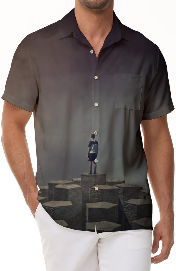 Summer Tropical Shirt Regular Fit Printed Shirt Hawaiian Short Sleeve Shirt Vacation Fashion Men