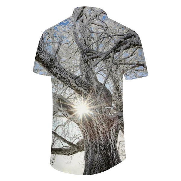 
Trees in the Snow Men's Outdoor Street Short Sleeve Fashion Street Tropical Button Lapel Pocket Short Sleeve Shirt Hawaiian
                