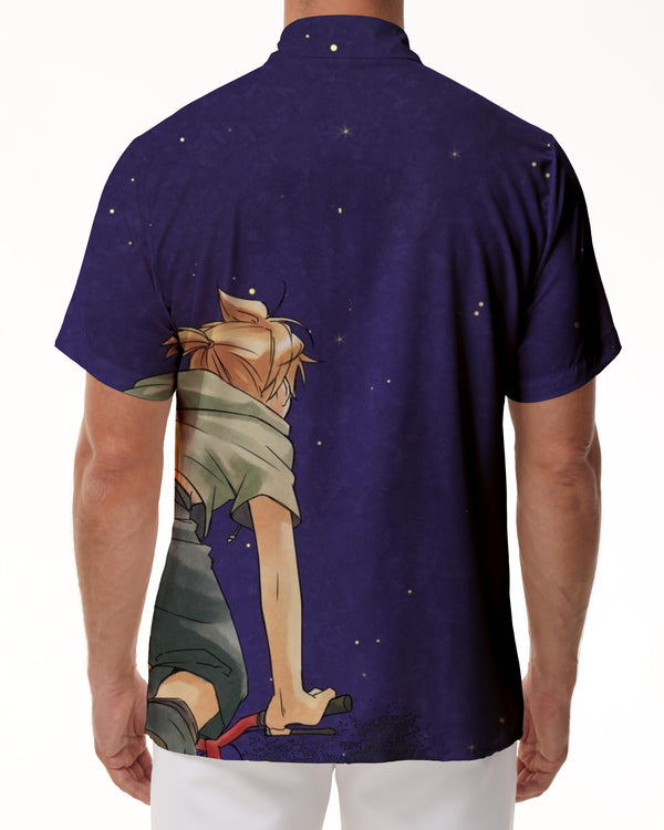 
Navy Blue Cartoon Anime Style Men's Casual Short Sleeve Shirt Hawaiian Tropical Beach Beach Button Shirt
                