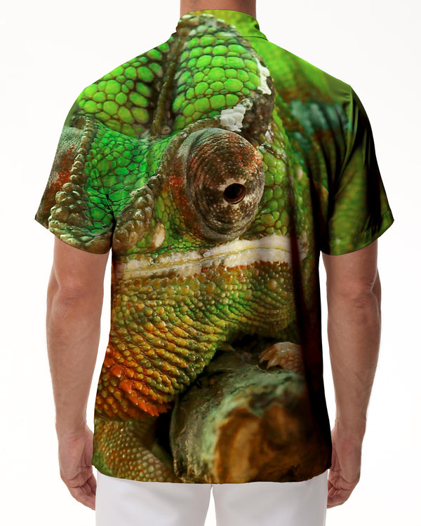
Green Lizard Men's Loose Short Sleeve Button Shirt Hawaiian Four Seasons Button Beach Casual Shirt Tops
                