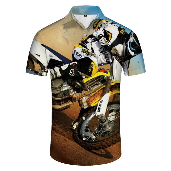 
Beach outdoor stimulation motorcycle with pocket tropical button short-sleeved shirt summer vacation beach shirt Hawaiian tropical four seasons short-sleeved shirt men
                