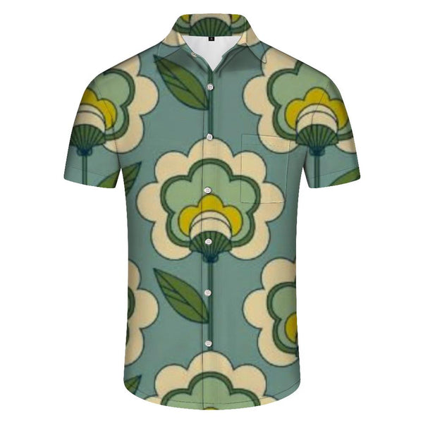 
Interesting retro daily travel casual loose men's Hawaiian tropical vacation seaside short-sleeved shirt regular style
                