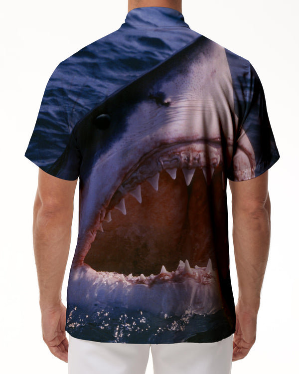 
Ocean Fierce Shark Men's Short Sleeve Loose Casual Shirt Vacation Beach Summer Tops with Pockets
                