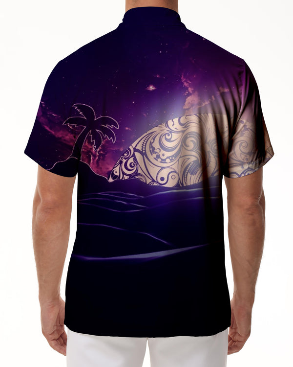 
Cartoon Pattern Summer Men's Woven Outdoor Shirt Purple Coconut Short Sleeve Hawaiian Men's Button Beach Vacation
                