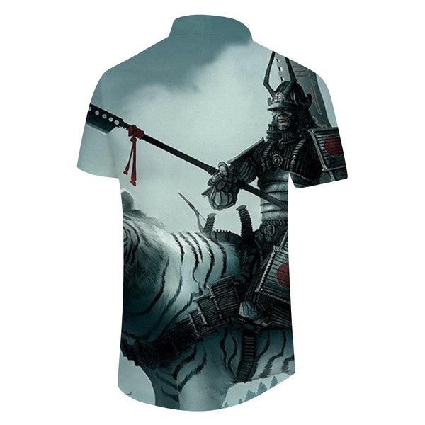 
Ancient Costume Soldier White Tiger Men's Button Shirt 3D Printed Pattern Four Seasons Hawaiian Pocket Shirt Classic Edition Short Sleeve
                