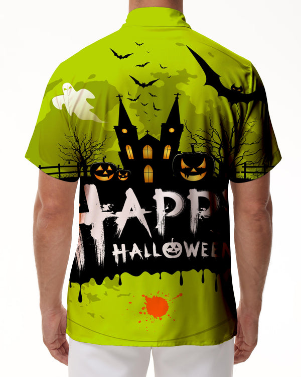 
Men's Halloween Castle Digital Printed Short Sleeve Shirt for Vampire Party Halloween Fashion
                