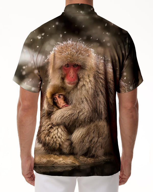 
Emeishan Snow Monkey Men's Casual Short Sleeve Shirt Digital Printing Short Sleeve Shirt Hawaiian Button Lapel Pocket Short Sleeve Shirt Top
                
