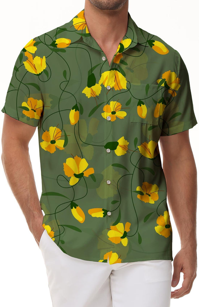 3D Multi-Flower Hawaiian Comfortable Casual Short Sleeve Fashion Fun Cool Print Pattern Tropical Men's Loose Short Sleeve Shirt Tops
