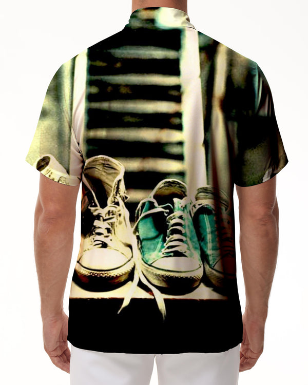 
Warrior shoes print pattern summer men's short-sleeved shirt casual summer button beach short-sleeved
                