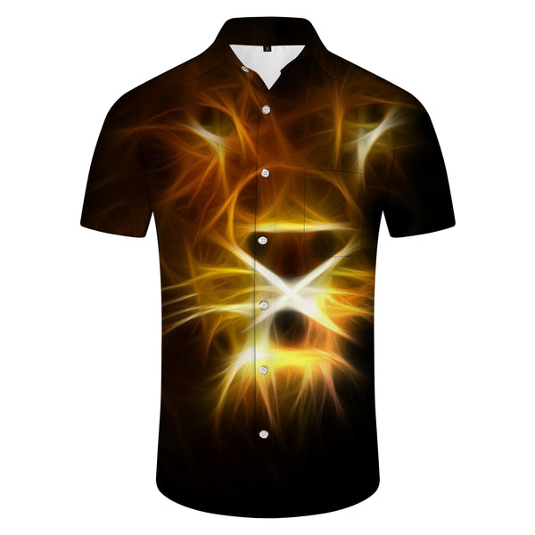 
Geometric abstract animal pattern men's fashion summer lapel short-sleeved casual shirt breathable stretch and comfortable
                